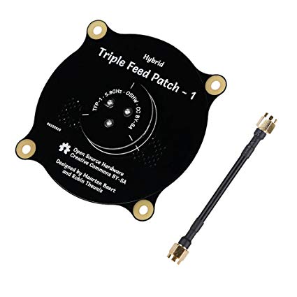 Hybrid Triple Feed Patch-1 5.8G 9.4dBi (black) RHCP/LHCP FPV Pagoda Antenna RP-SMA plug/SMA jack